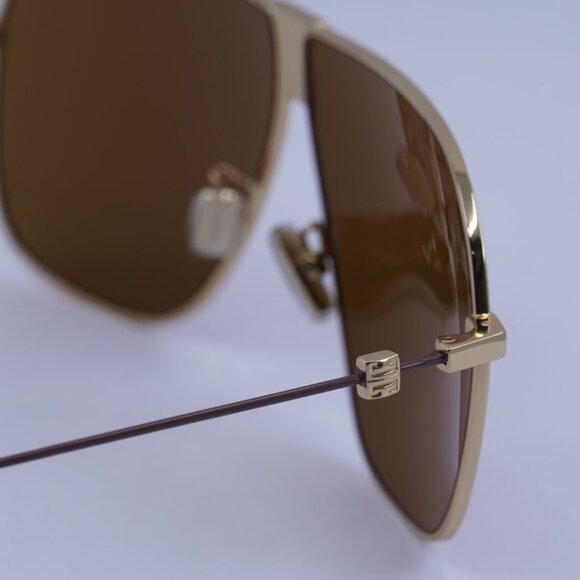 Givenchy GV40106U 30G Sunglasses Shiny Endura Gold Aviator Frame, Brown Lenses - Picture 4 of 9